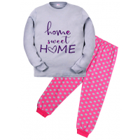 11-9128203 "Sweet home" Пижама для девочки, 9-12 лет, серый\розовый 11-9128203 "Sweet home" Пижама для девочки, 9-12 лет, серый\розовый