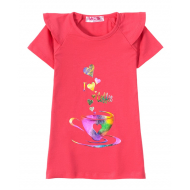 12-59207-2 "Coffee" Футболка для девочки, 5-9 лет, алый 12-59207-2 "Coffee" Футболка для девочки, 5-9 лет, алый