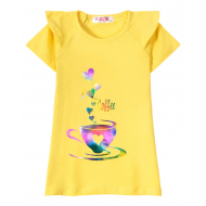 12-59207-3 "Coffee" Футболка для девочки, 5-9 лет, жёлтый 12-59207-3 "Coffee" Футболка для девочки, 5-9 лет, жёлтый
