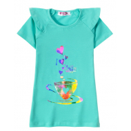 12-59207-4 "Coffee" Футболка для девочки, 5-9 лет, ментол 12-59207-4 "Coffee" Футболка для девочки, 5-9 лет, ментол