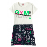 12-3793-4 "Gym team" Платье для девочки, 3-7 лет, белый 12-3793-4 "Gym team" Платье для девочки, 3-7 лет, белый