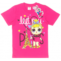 15-480240 "LOL Paris" Футболка для девочки, 4-8 лет, малиновый 15-480240 "LOL Paris" Футболка для девочки, 4-8 лет, малиновый