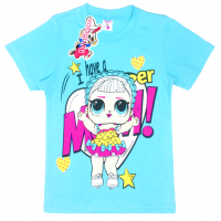 15-480241 "LOL" Футболка для девочки, 4-8 лет, бирюзовый 15-480241 "LOL" Футболка для девочки, 4-8 лет, бирюзовый