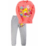 17-258201 Костюм для девочки, 2-5 лет, коралловый\меланж 17-258201 Костюм для девочки, 2-5 лет, коралловый\меланж
