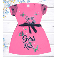 47-06372 "Girls Rule" Платье для девочки, фуксия 47-06372 "Girls Rule" Платье для девочки, фуксия
