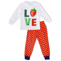 50-0200135 "LOVE" Пижама для девочки, белый\горох, 98 50-0200135 "LOVE" Пижама для девочки, белый\горох, 98