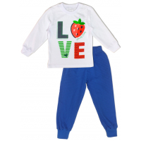 50-0200136 "LOVE" Пижама для девочки, белый\клетка, 98 50-0200136 "LOVE" Пижама для девочки, белый\клетка, 98