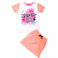 11-373234 "SUPER GIRL" костюм с юбкой, 3-7 лет, лососевый 11-373234 "SUPER GIRL" костюм с юбкой, 3-7 лет, лососевый