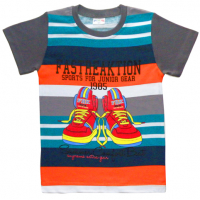 15-69191 "SPORT SHOES" Футболка в полоску, 6-9 лет, серый 15-69191 "SPORT SHOES" Футболка в полоску, 6-9 лет, серый