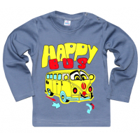 1411-17 "Happy Bus" Кофта на кнопках, интерлок 1-4 года, стальной 1411-17 "Happy Bus" Кофта на кнопках, интерлок 1-4 года, стальной