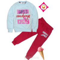 10-148224 "SWEET" Костюм для девочки, 1-4 года, лазурный\вишневый 10-148224 "SWEET" Костюм для девочки, 1-4 года, лазурный\вишневый