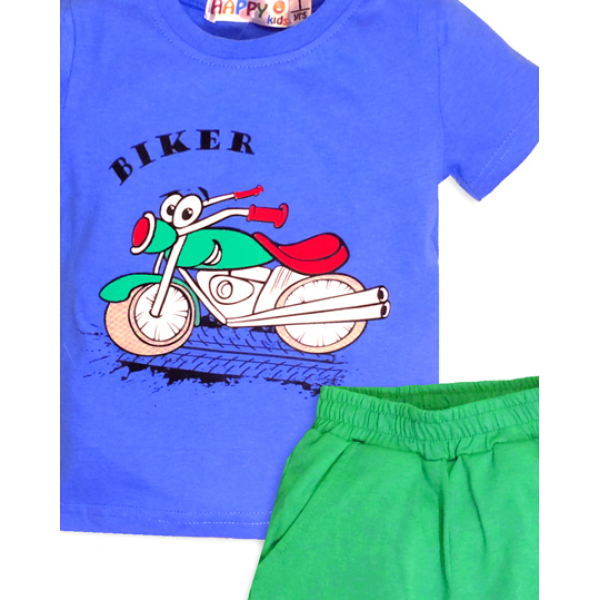 10-142113 "Biker"  Костюм для мальчика, 1-4 года, синий\зеленый