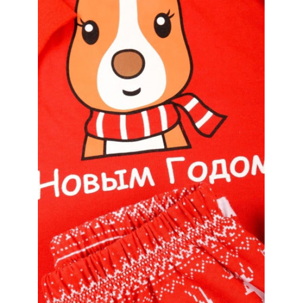 20-1495-1 "Новый Год"  Пижама для мальчика, 2-6 лет, красный*