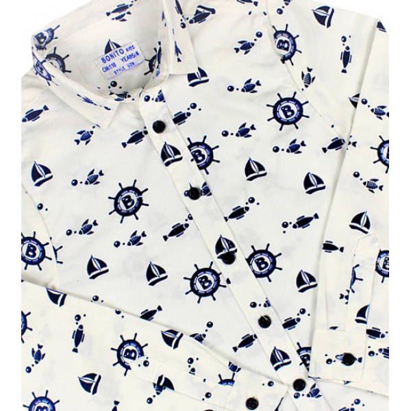 20-3771R Рубашка для мальчика, поплин, 6-9 лет, синий