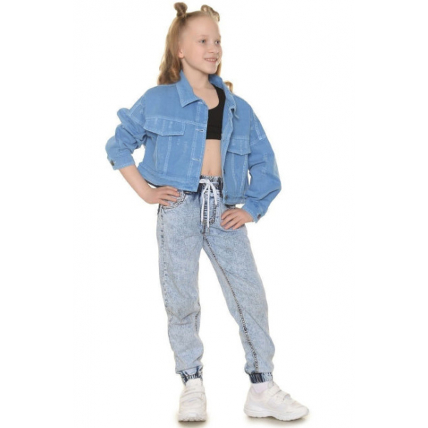 20-87701 Куртка укороченная для девочки, 9-12 лет, голубой