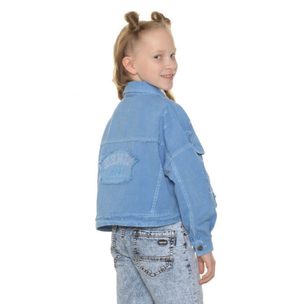 20-87701 Куртка укороченная для девочки, 9-12 лет, голубой