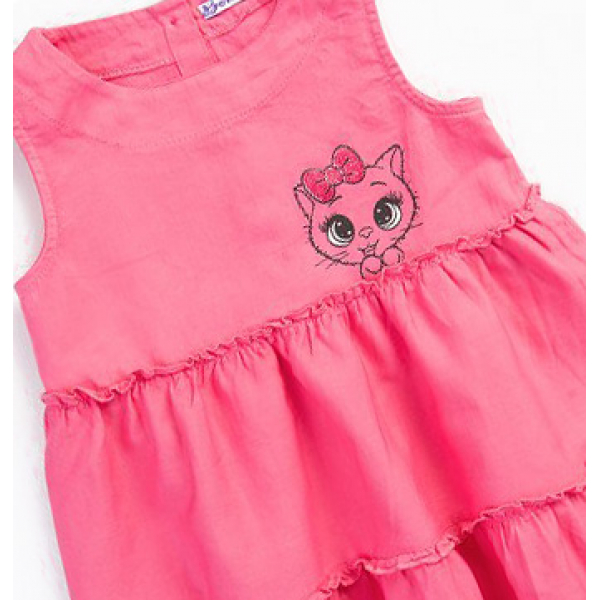 20-8895 "Кошка" Платье для девочки из сатина, 5-8 лет, розовый