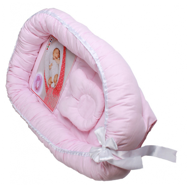 45-5693 Гнездышко - кокон для новорожденных с мягкой подушкой, розовый