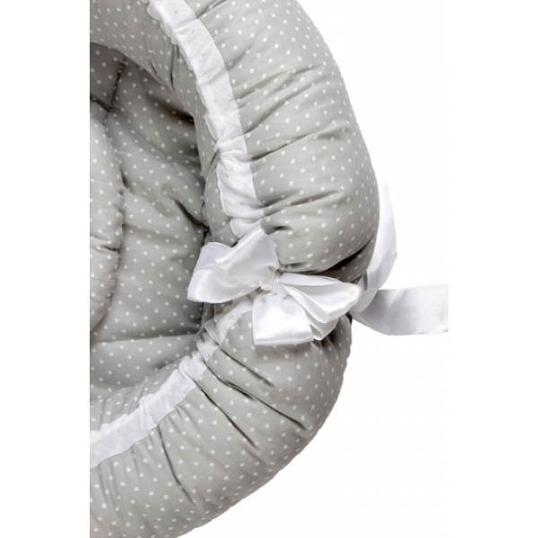 45-5692 Гнездышко - кокон для новорожденных с мягкой подушкой, серый