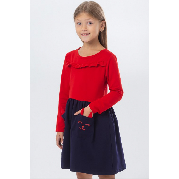20-1503-1 Платье для девочки, 3-7 лет, красный