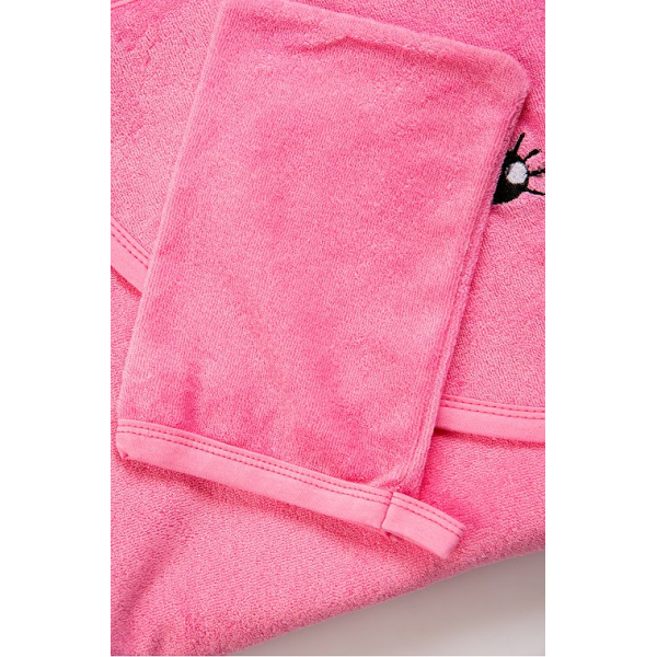 20-6000-8 Полотенце махровое с уголком, розовый, зайка