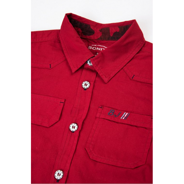 20-8363b Рубашка для мальчика, поплин, 6-10 лет, бордовый