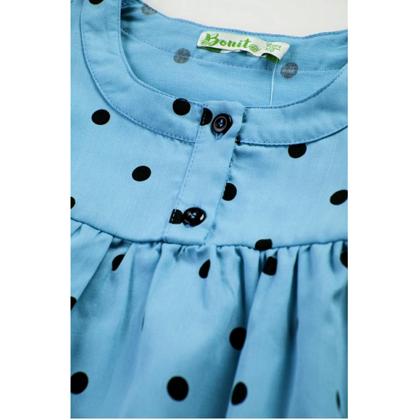 20-1187-2 Рубашка из сатина для девочки, 3-7 лет, голубой