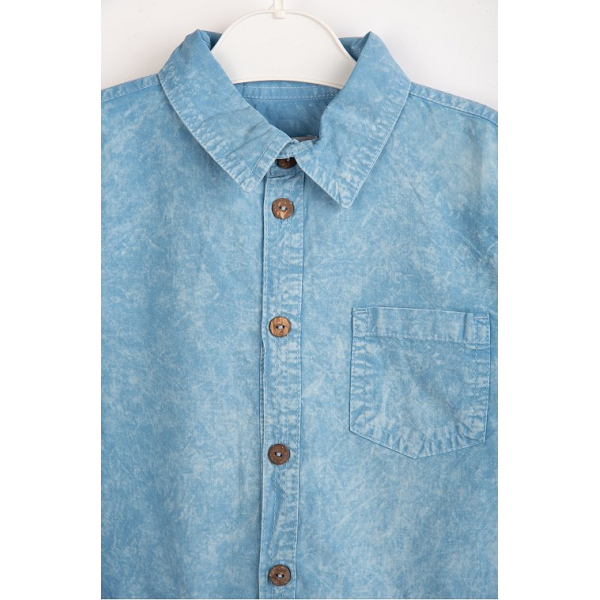 20-8954 Рубашка для мальчика из поплина, 8-12 лет, т-синий