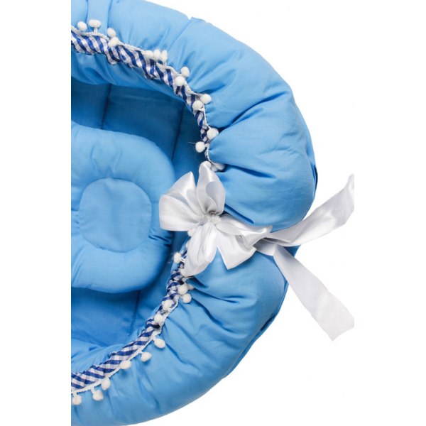 45-5691 Гнездышко - кокон для новорожденных с мягкой подушкой, голубой
