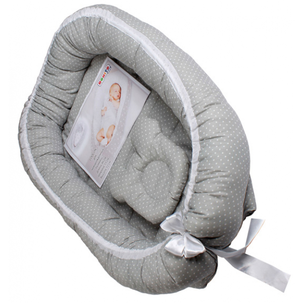 45-5692 Гнездышко - кокон для новорожденных с мягкой подушкой, серый