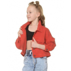 20-87704 Куртка укороченная для девочки, 9-12 лет, красный